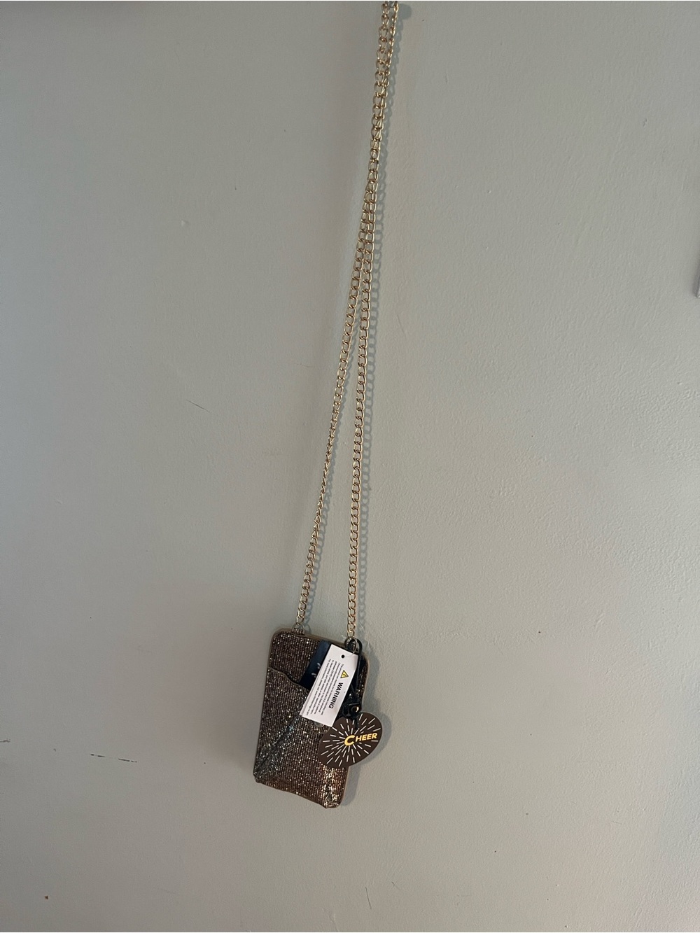 Olivia Miller Gold Glitter Mini Crossbody cellphoneholder with Chain